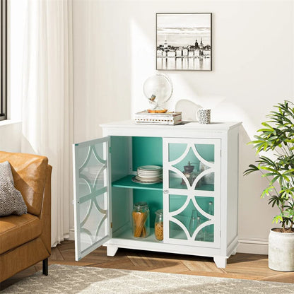 FEER Kitchen Storage Cabinet Buffet Sideboard with Glass Doors and
