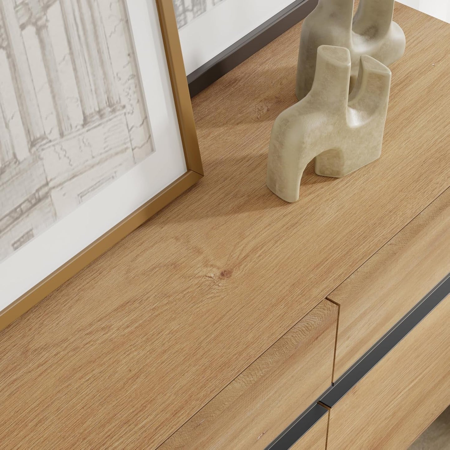 Modern TV Stand with Storage Cabinets for 110 Inch TV, Wood TV