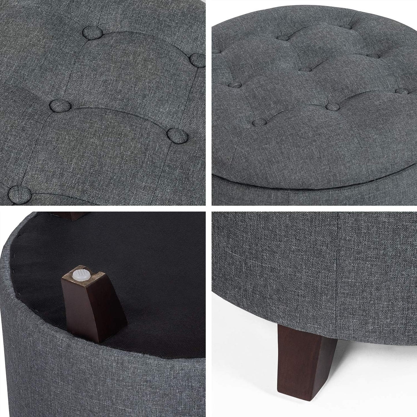 Gray Fabric round Ottoman by Designs4Comfort