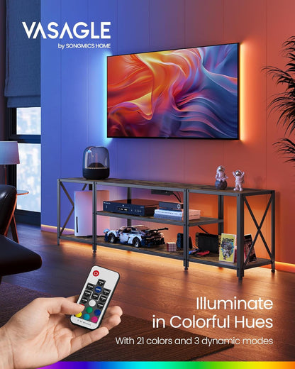TV Stand with Power Outlets and LED Lights, for Tvs up to 60 Inches,