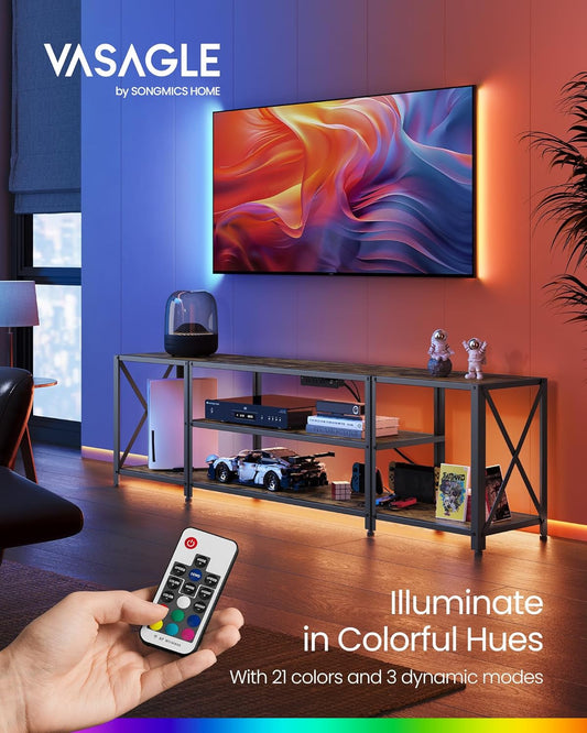 TV Stand with Power Outlets and LED Lights, for Tvs up to 60 Inches,