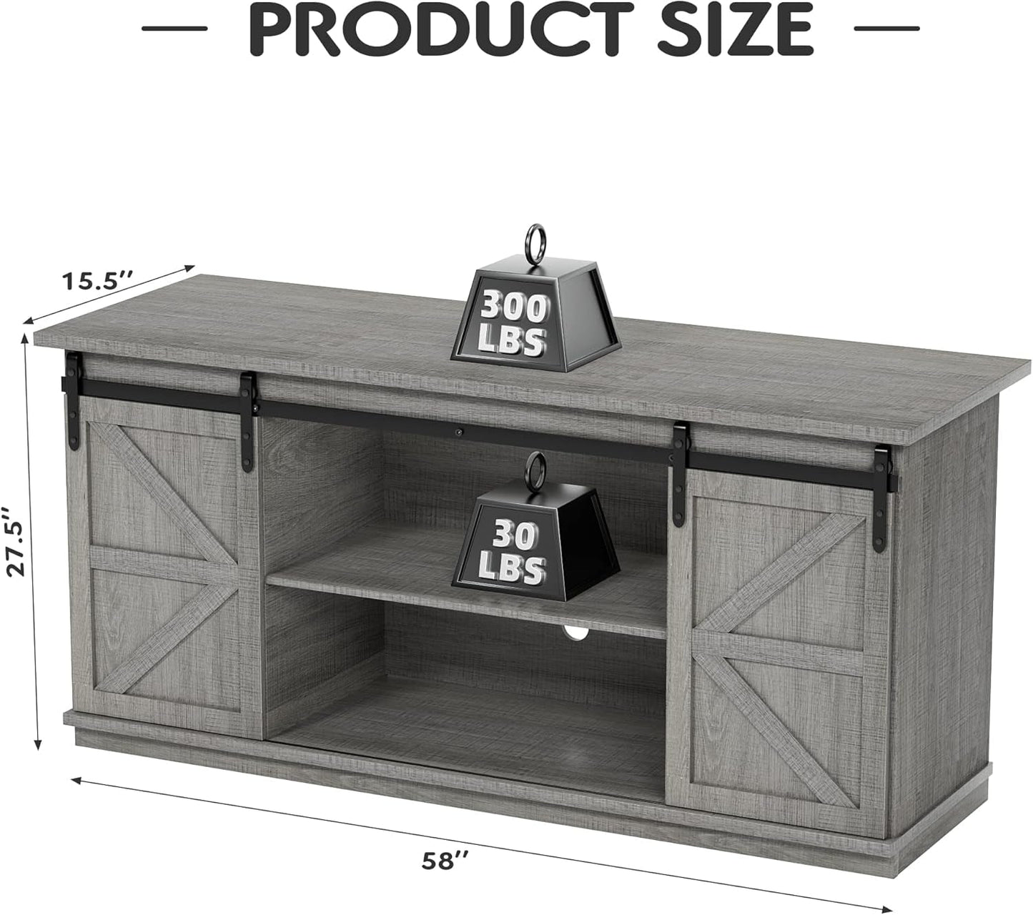 TV Stand for 65 Inch TV, Entertainment Center with Storage Cabinets