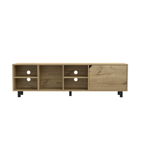 TV Stand For TVs Up 70 Estocolmo, Four Open Shelves, Light Oak Finish