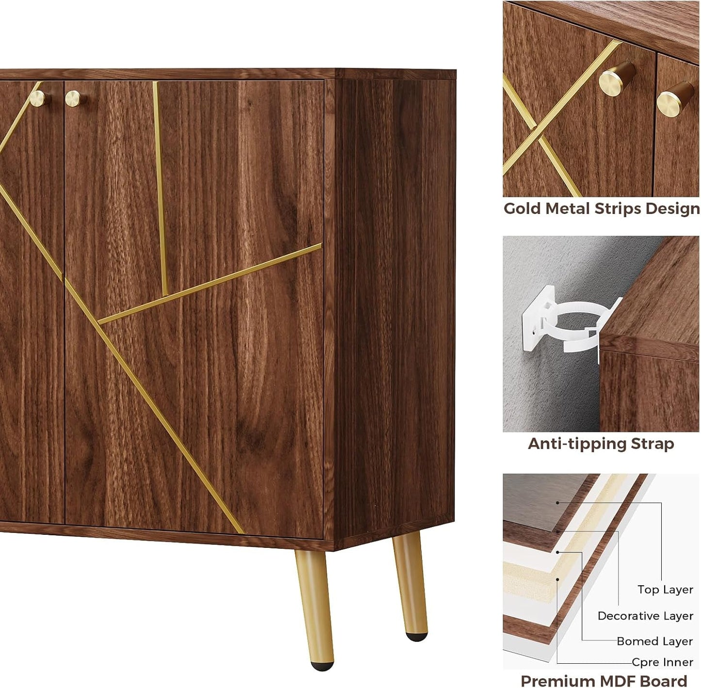 Storage Cabinet, Free Standing Buffet Cabinet, Morden Sideboard and