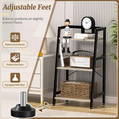 3-Tier Bookshelf, Ladder Shelf, Stand up Shelves, Industrial Bookcase