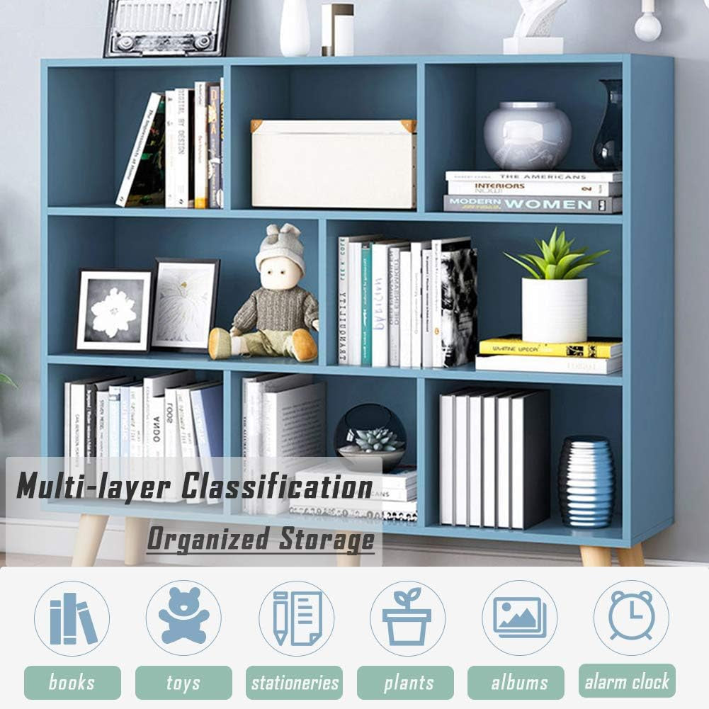 Wooden Open Shelf Bookcase - 3-Tier Floorstanding Display Cabinet Rack