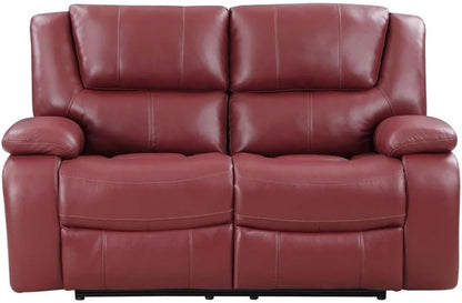 Red Faux Leather Reclining Loveseat rana