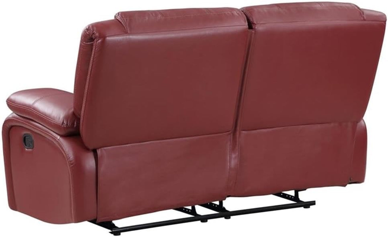 Red Faux Leather Reclining Loveseat rana