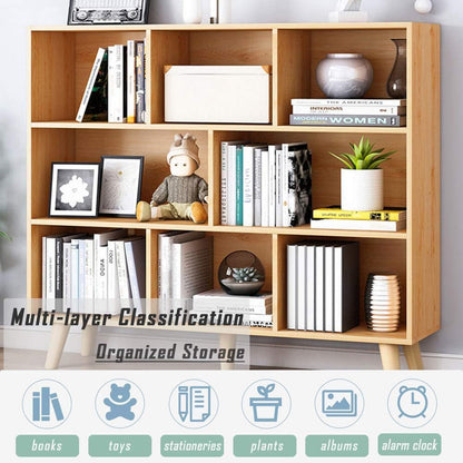 Wooden Open Shelf Bookcase - 3-Tier Floor Standing Display Cabinet