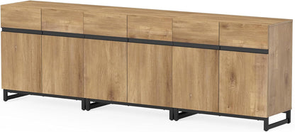 Modern TV Stand for Tvs up to 110 Inch, 3 in 1 Wood Entertainment