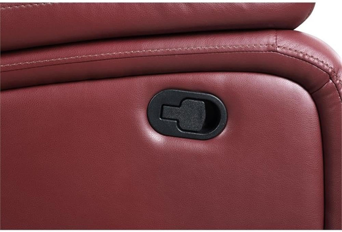 Red Faux Leather Reclining Loveseat rana