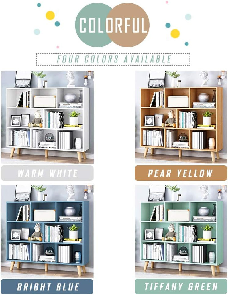 Wooden Open Shelf Bookcase - 3-Tier Floorstanding Display Cabinet Rack
