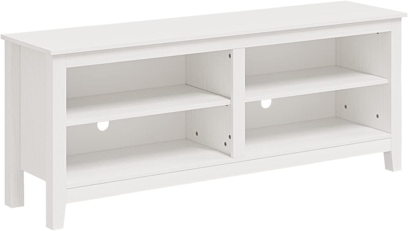 White 4 Cubby TV Stand for 60 Inch TV