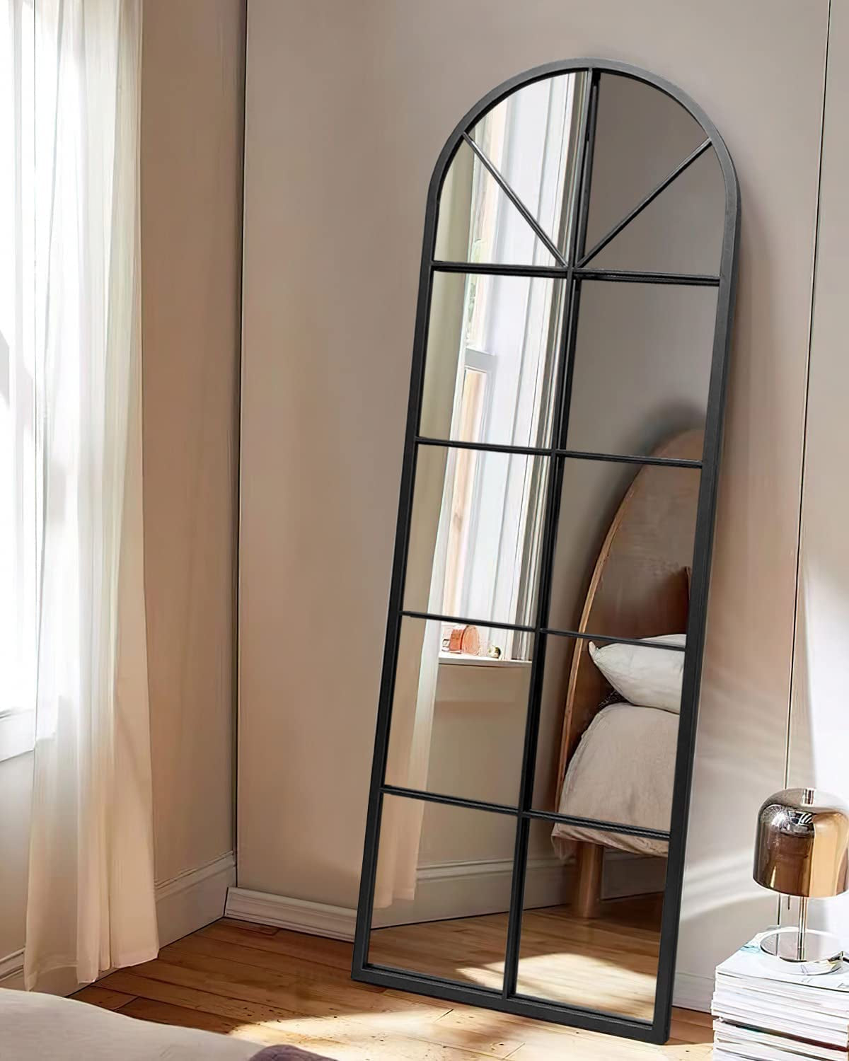 Large Arched Window Pane Mirror Floor, Wall Mount.