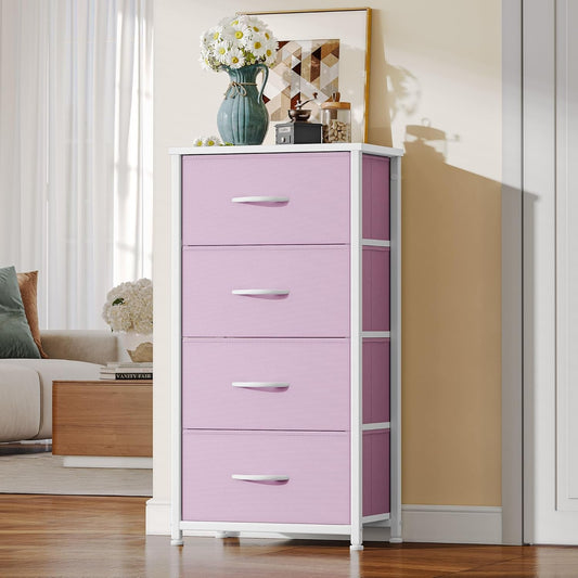 Storage Drawer with 4 Drawers - Fabric Dressers for Kids, Dresser for
