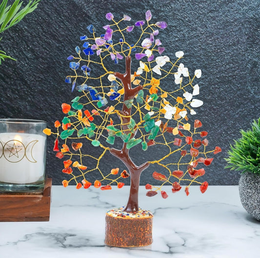 7 Chakra Gemstone Healing Tree – Crystal Feng Shui Bonsai for
