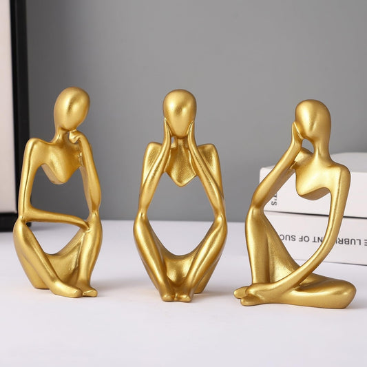 Shri Laxmi enterprises Modern Gold Abstract Thinking Figurines – Set