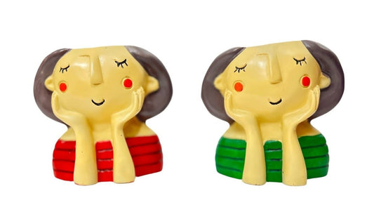 Whimsical Figurines: Cheerful Characters in Red and Green