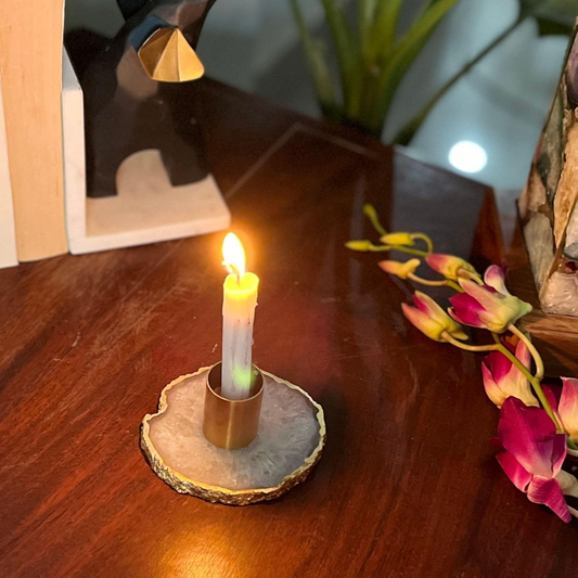 Agate Candle Holders Pack of 1 WHITE