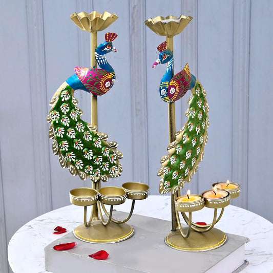 Elegant Metal Peacock Candle Holder | P02