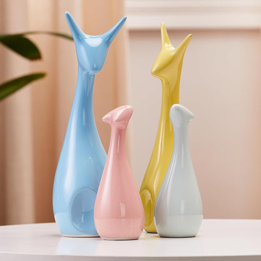 Shri Laxmi enterprises Colorful Ceramic Giraffe Figurines – Set of 4