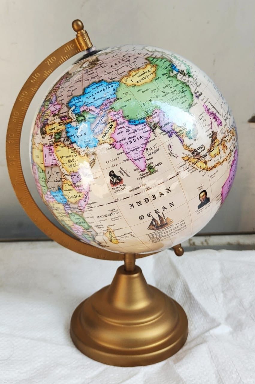 Peach Gold Premium Decorative Rotating Globe with Metal Arc and