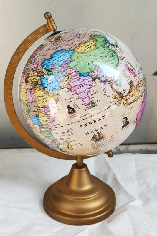 Peach Gold Premium Decorative Rotating Globe with Metal Arc and