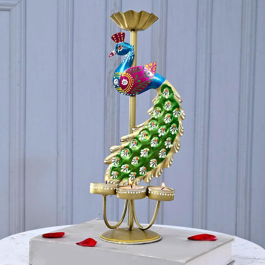 Elegant Metal Peacock Candle Holder | P01