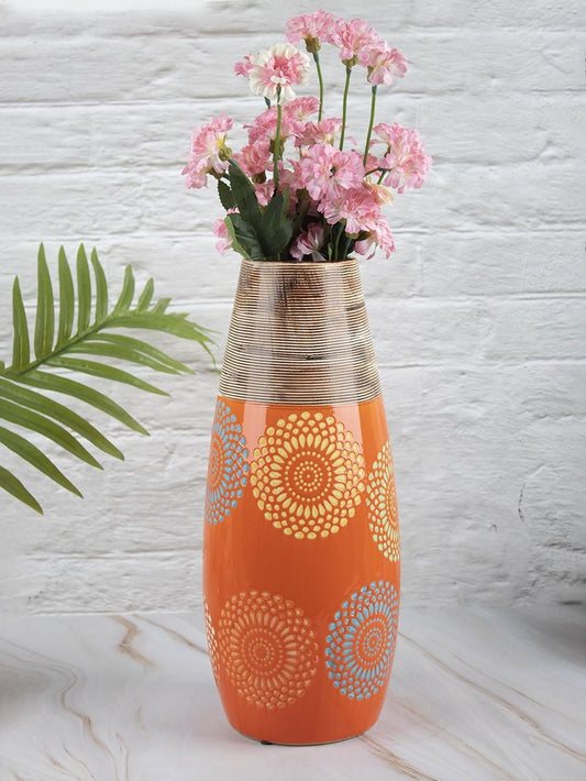 Ceramic Multicolor Oval Shaped Vase