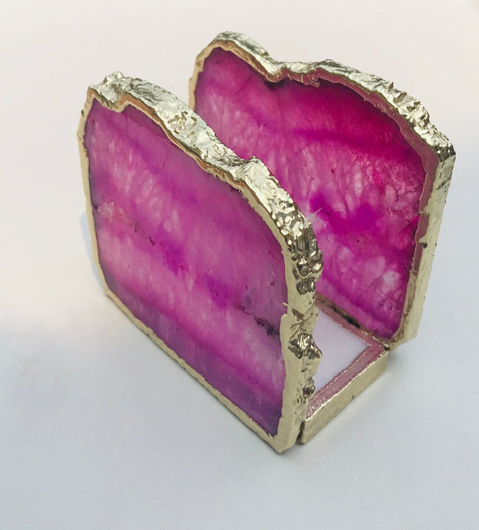 Pink Agate Napkin Holder/Natural Stone Napkin Holder/Paper Napkin