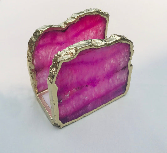Pink Agate Napkin Holder/Natural Stone Napkin Holder/Paper Napkin