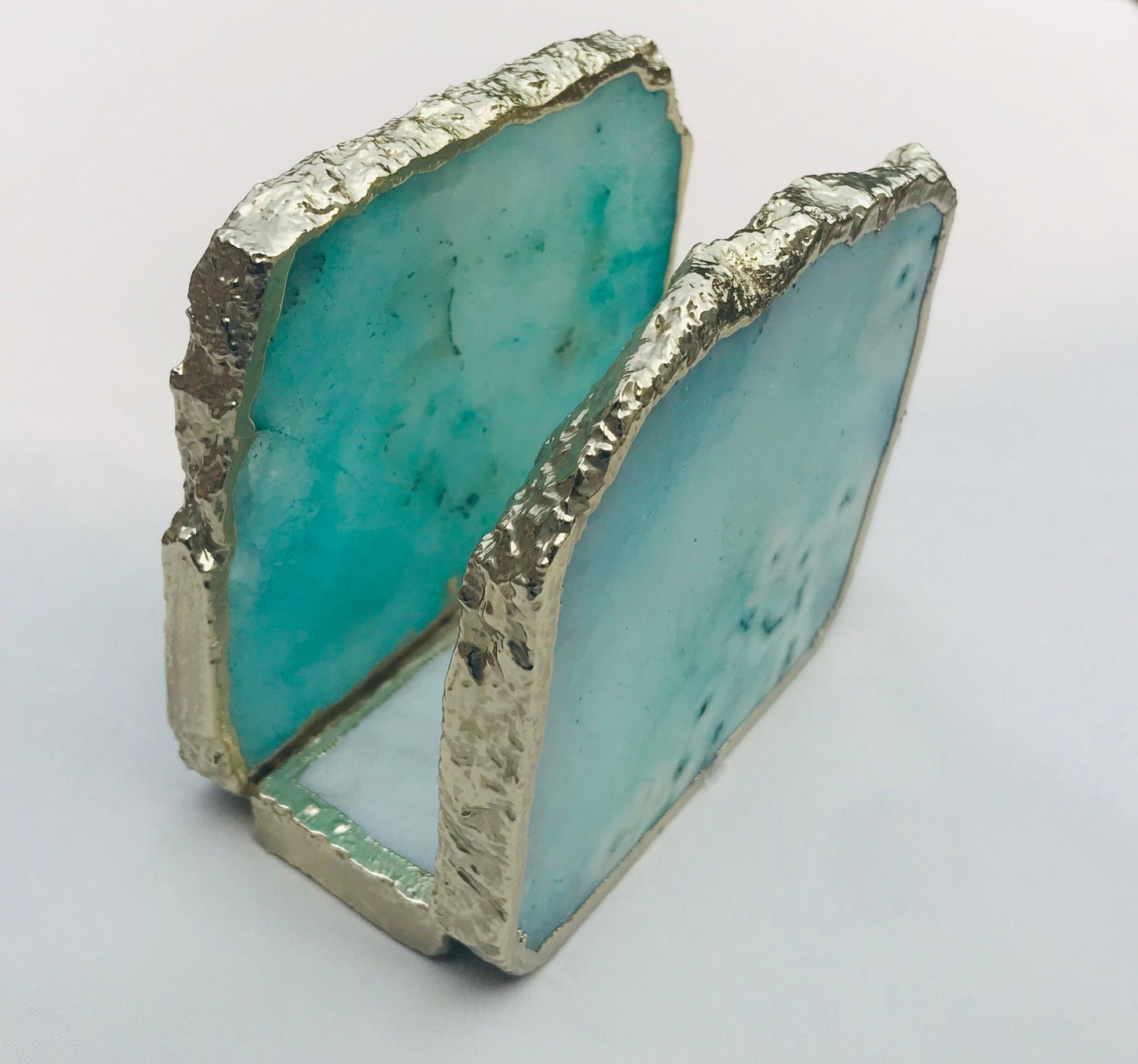 Aqua Agate Napkin Holder/Natural Stone Napkin Holder/Paper Napkin