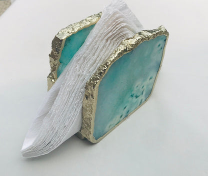 Aqua Agate Napkin Holder/Natural Stone Napkin Holder/Paper Napkin