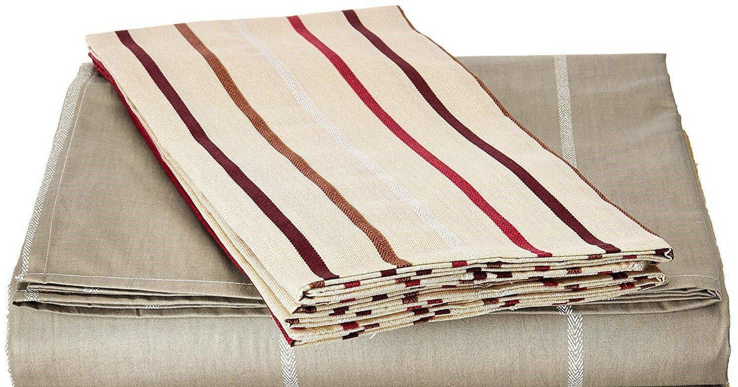 DaDa Bedding Solid Soft Multi Striped Fitted Sheet & Pillow Cases Set