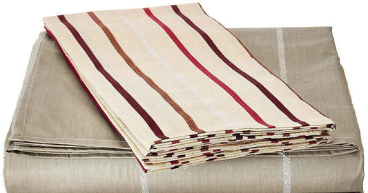 DaDa Bedding Solid Soft Multi Striped Fitted Sheet & Pillow Cases Set