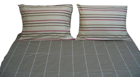 DaDa Bedding Solid Soft Multi Striped Fitted Sheet & Pillow Cases Set