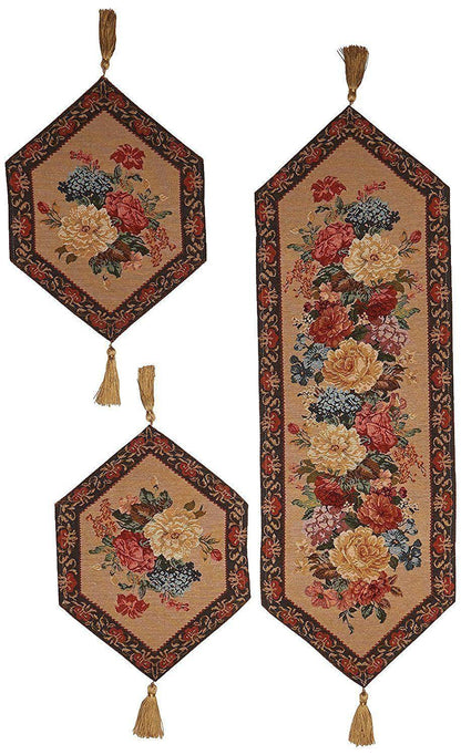 DaDa Bedding Set of 3-Pieces - Breath of Spring Floral Beige Woven
