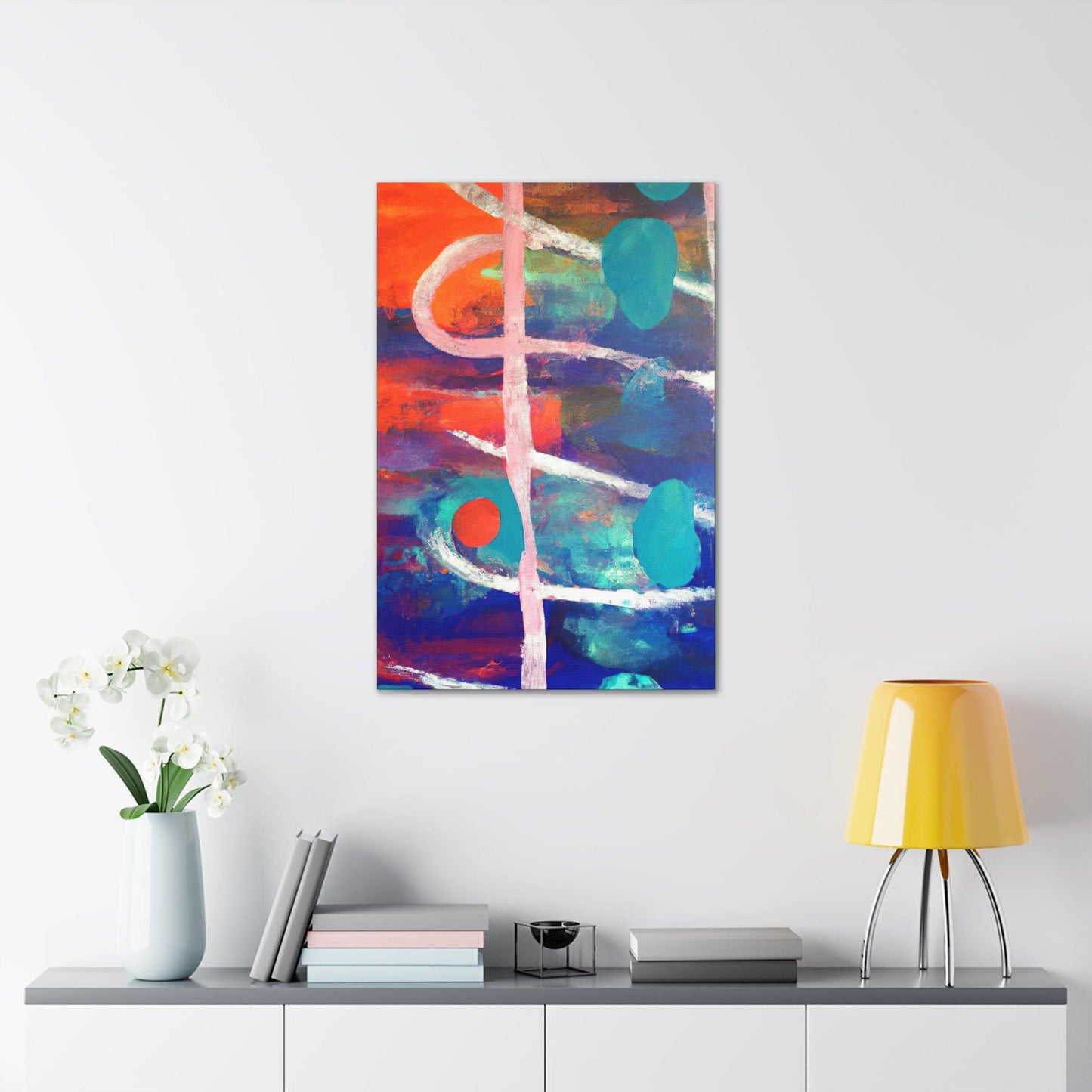 Wall Art Decor - Canvas Print Artwork - Red Blue Abstract Pattern